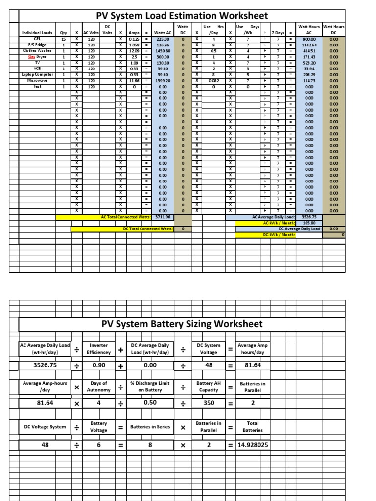 PV Array Sizing for 8 kW Load | PDF