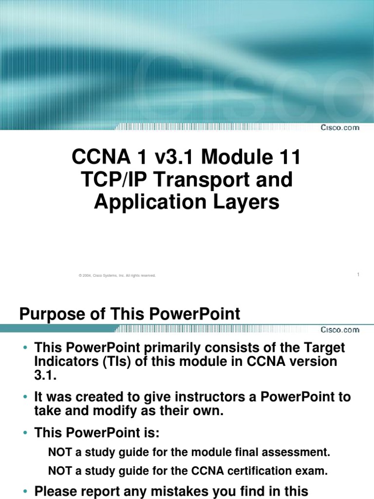 CCNA 1 v3.1 Module 11 TCP/IP Transport and Application Layers | PDF ...