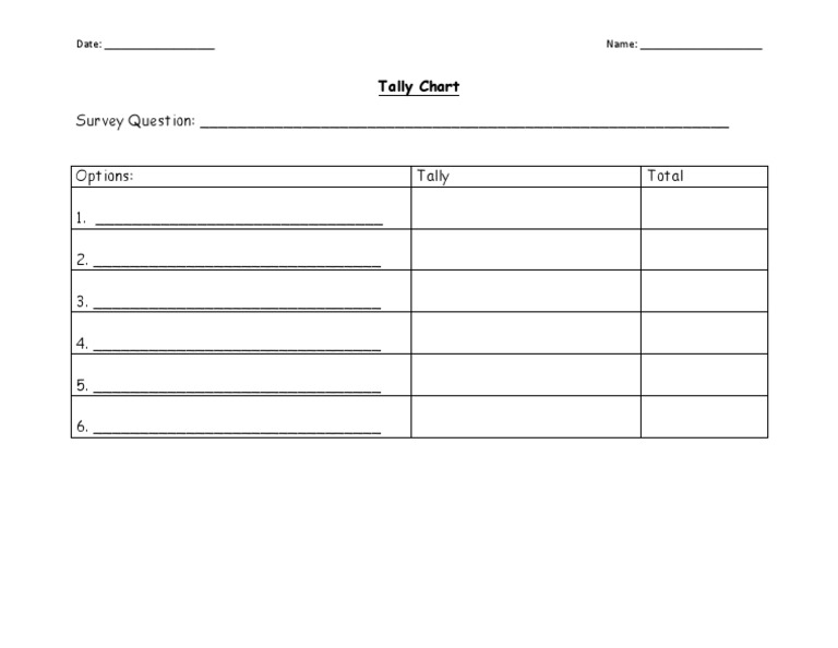 Tally Chart for Survey Data Collection | PDF