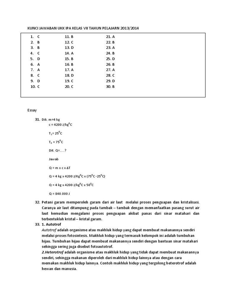 Kunci Jawaban Ipa Terpadu Kelas 7 Semester 2 Rismax