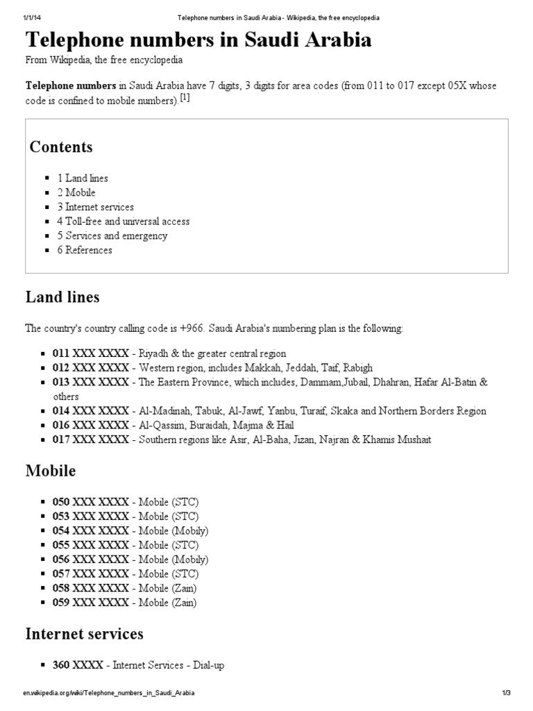 Telephone Numbers In Saudi Arabia Pdf Oral Communication Networks