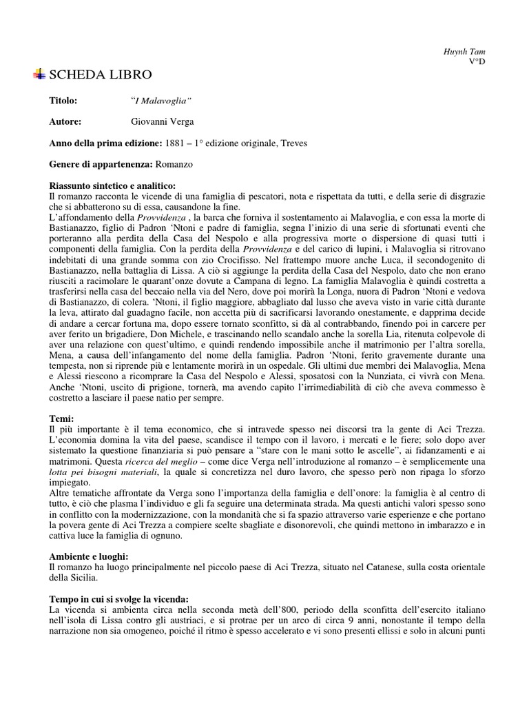 Chi Ha Scritto Il Racconto I Malavoglia