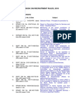 Handbook On Recruitment Rules, 2010: 1. 2. Important Orders S.No. Circular No. & Date Subject