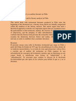 El Discurso Testimonial y Su Análisis Literario en Chile