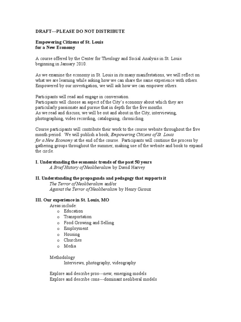 Draft - Please Do Not Distribute Empowering Citizens of St. Louis For ...