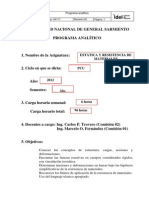 Microsoft Word - 00 Programa Analitico Estatica y Resistencia de Materiales 2011 VMF15082012