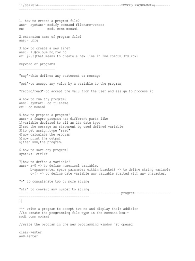 Codingg Scheme For Visual Foxpro | PDF | Computer File | Parameter ...