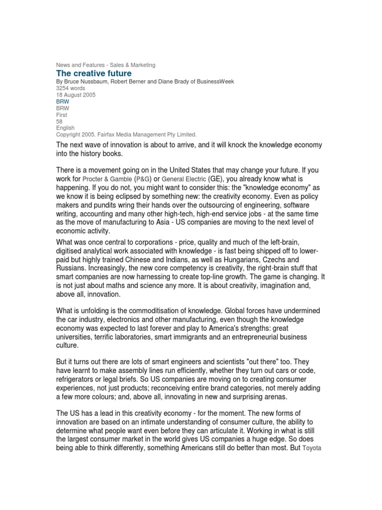 The Creative Future | PDF | I Pod | Innovation