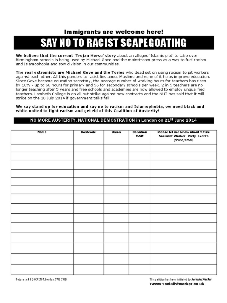 Stand Against Racism and Austerity | PDF