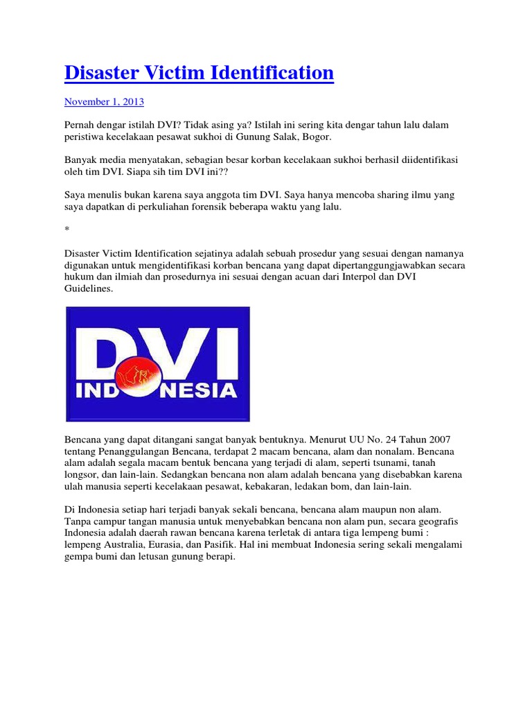 Disaster Victim Identification | PDF