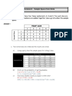 Week 4 Homework - Sample Space From Grids: First Dice