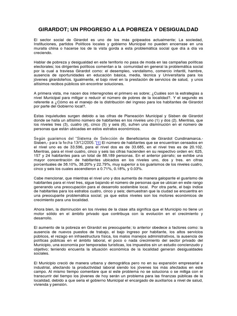 Pobreza y Desigualdad en Girardot | PDF | Pobreza | Pobreza e indigencia