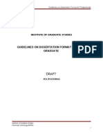 Guidelines On Dissertation Format For Post Graduate: Draft