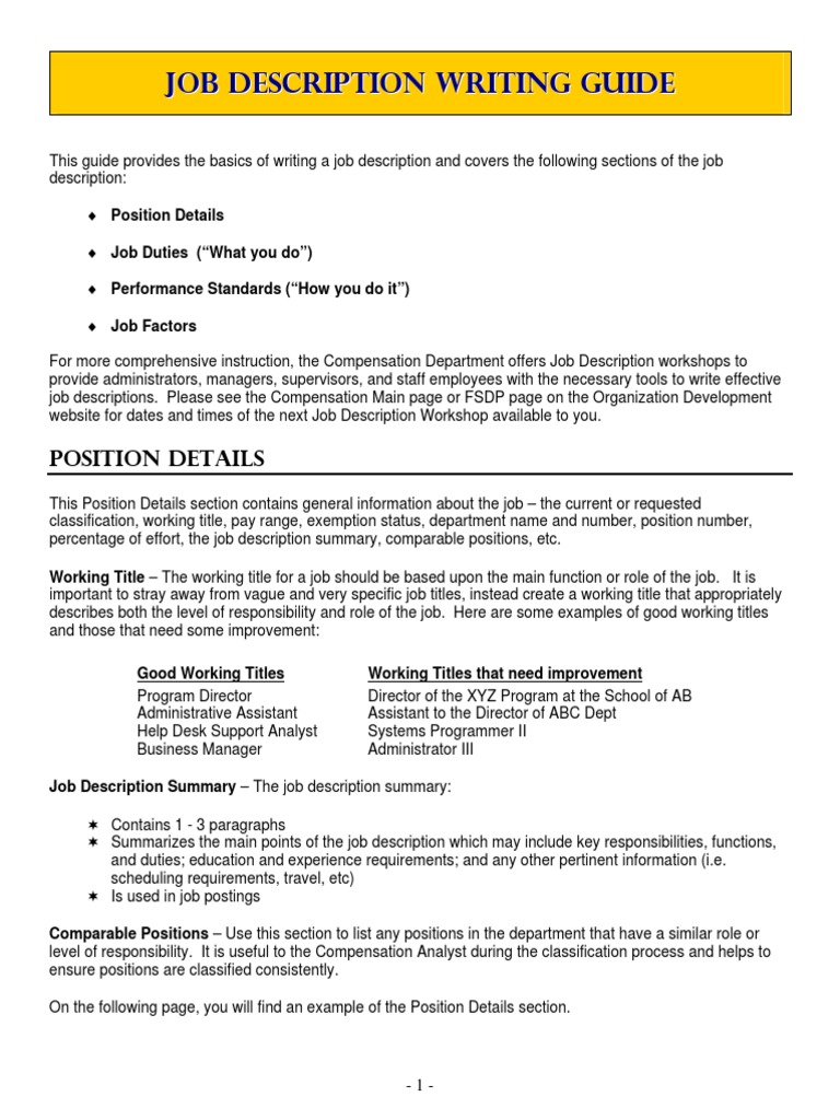 Job Description Guide Recruitment Employment