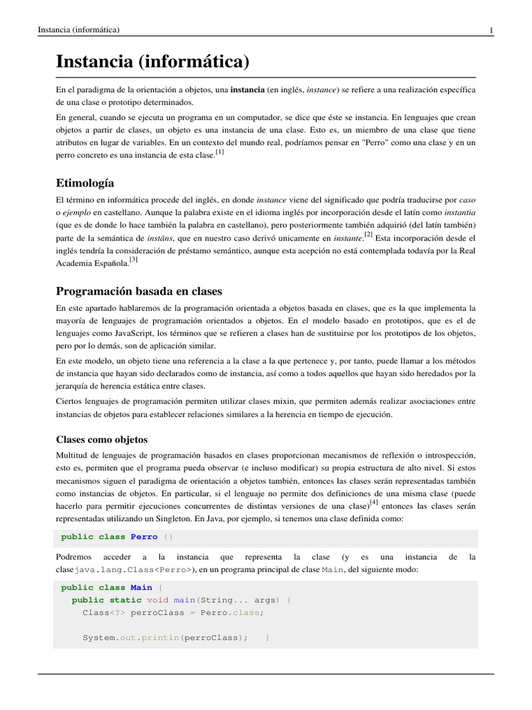 que significa instancia en programacion