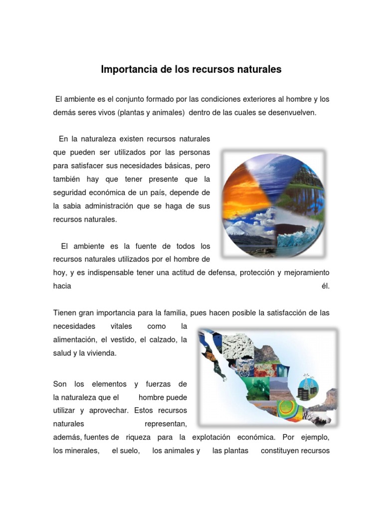 Importancia de los Recursos Naturales | PDF | Salud y bienestar