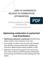 A Summary of Experiences Related To Combustion Optimization
