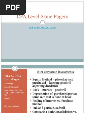 CFA Level 2 One Pagers v3 - Class Notes - Free online class