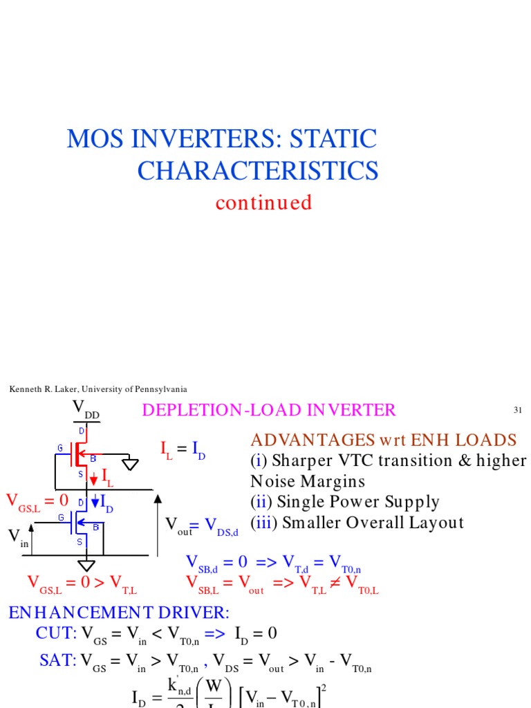 MOS Inverter Static Characteristics Analysis | PDF