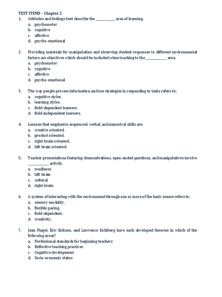 MCQ Question Teachers Curriculum