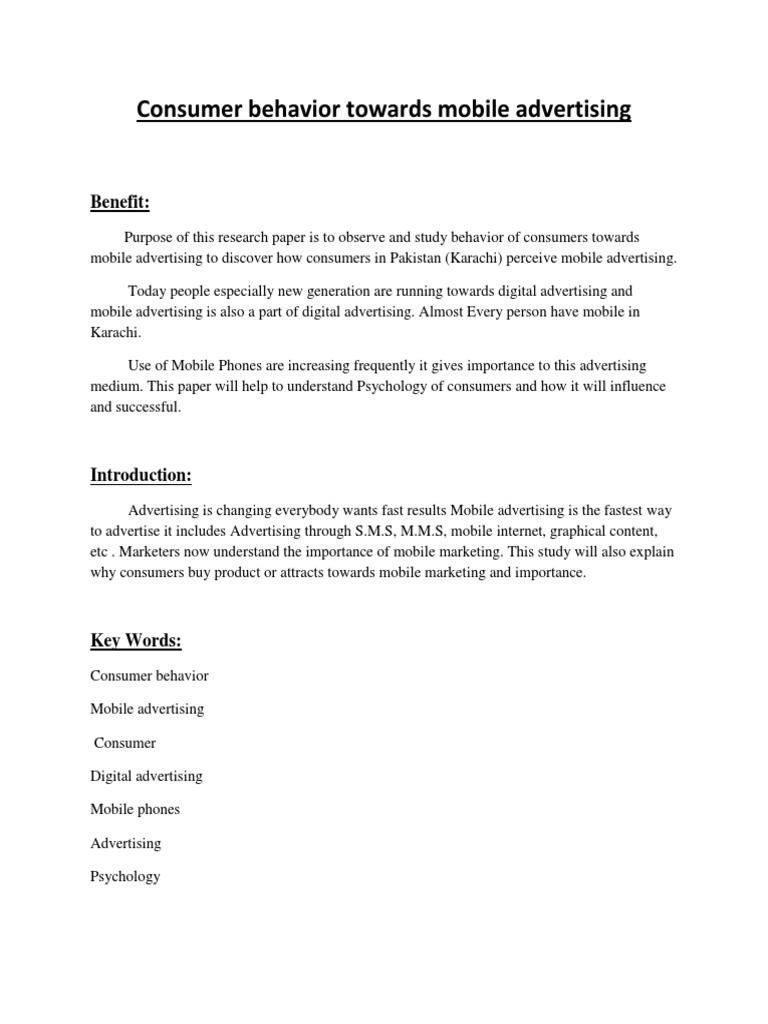 Consumer Behavior Towards Mobile Advertising | PDF | Advertising ...
