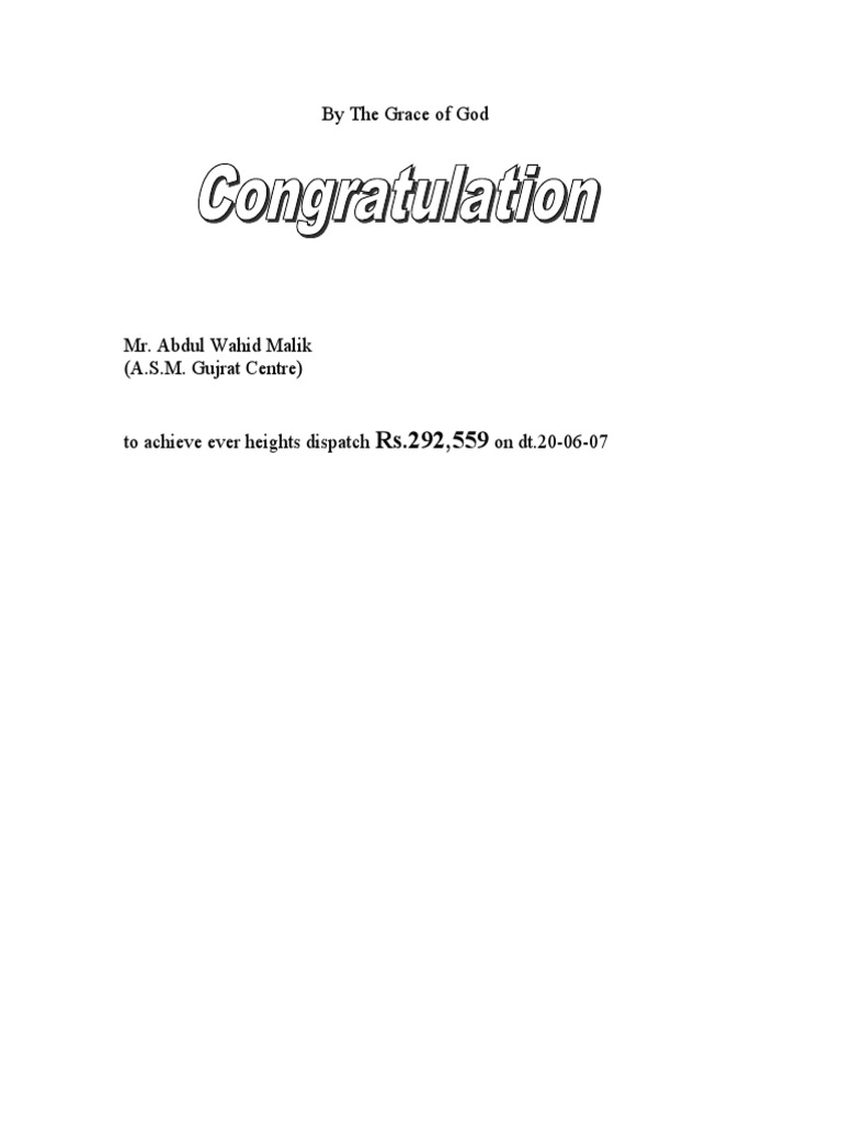 Congratulation | PDF