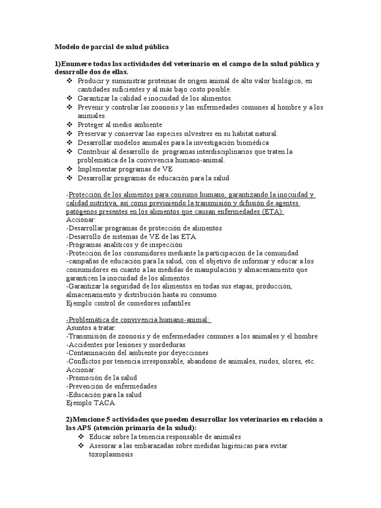Actividades del Veterinario en Salud Pública | PDF | Alimentos | Unión ...