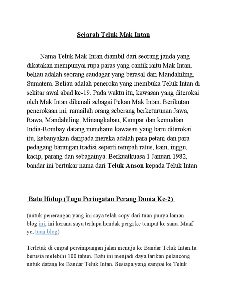 Sejarah Teluk Mak Intan Pdf