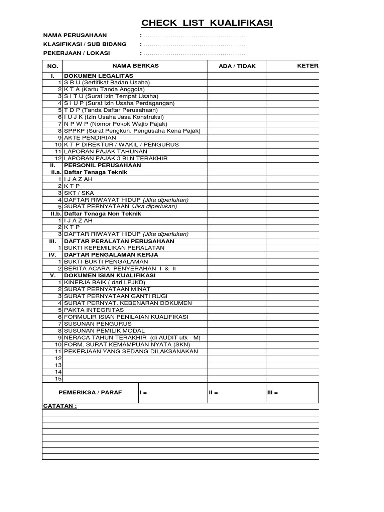 Form Check List