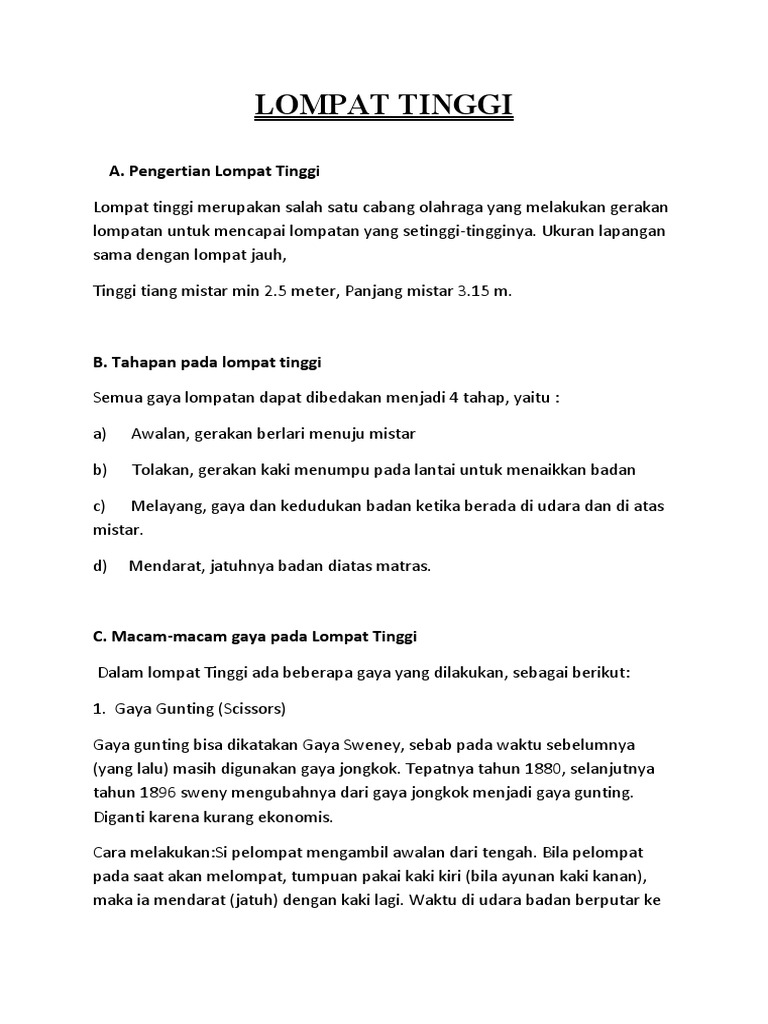 Soal Penjaskes Lompat Jauh Beserta Jawabannya Guru Paud