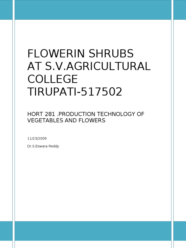 Flowering Shrubs | PDF | Shrub | Flowers