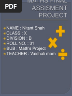 NAME: Nitant Shah Class: X Division: B Roll No.: 31 SUB: Math's Project TEACHER: Vaishali Mam