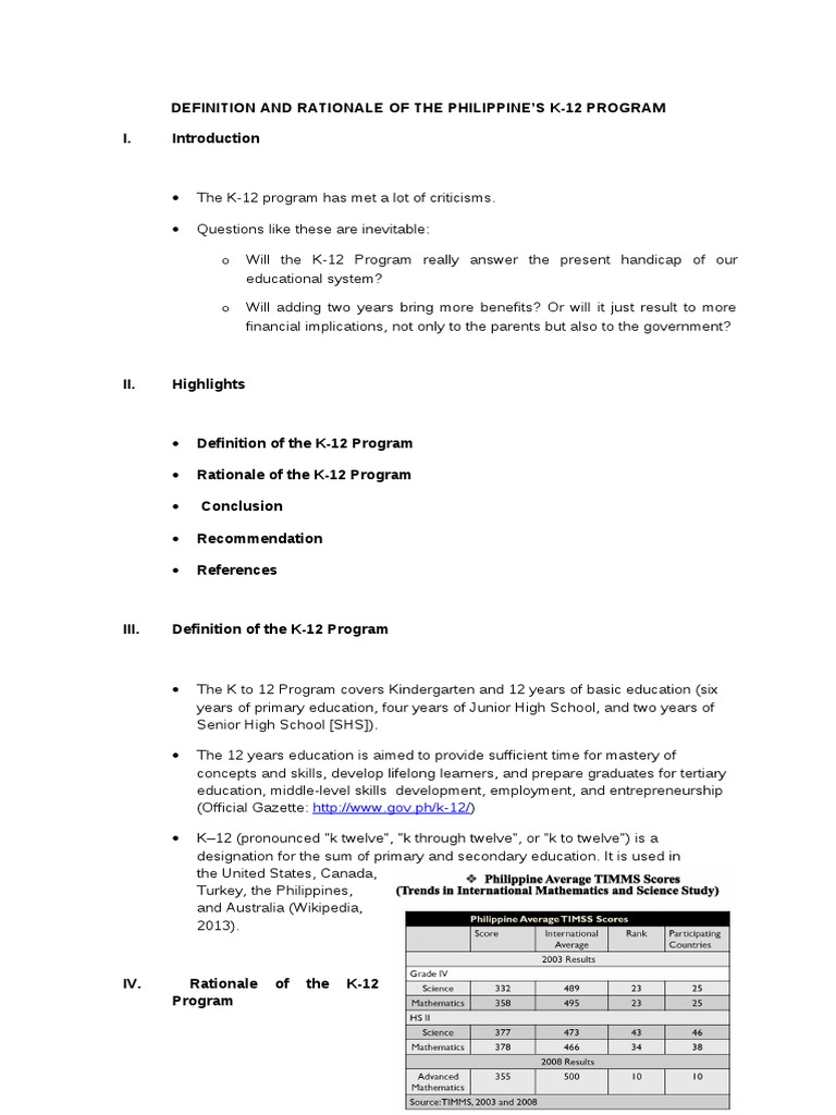Understanding the K-12 Program in the Philippines | PDF | Quality Of ...