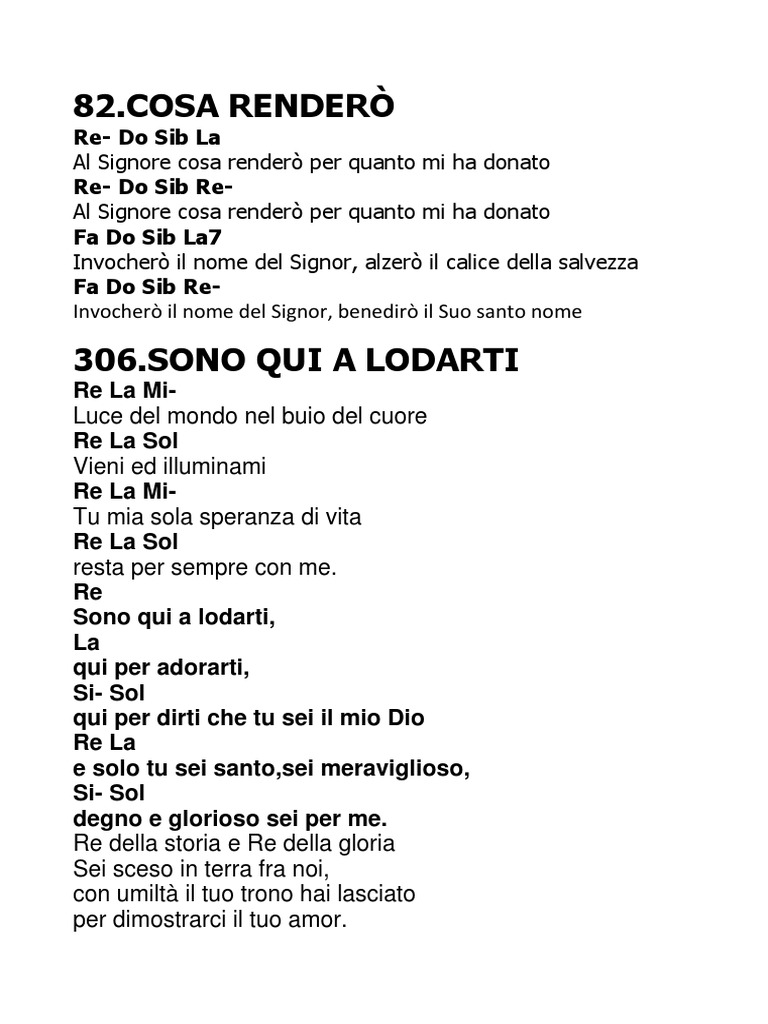 Sono Qui A Lodarti Accordi Re