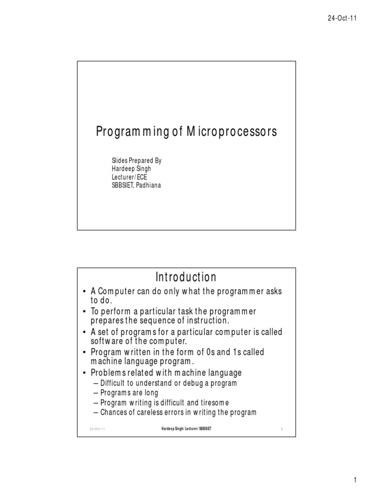 Programming of MIcroprocessors | PDF | Assembly Language | Subroutine