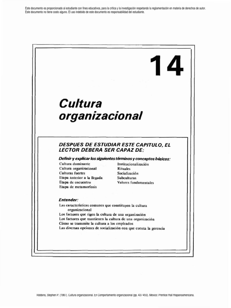 Cultura Organizacional | PDF | Cultura organizacional | Comportamiento ...