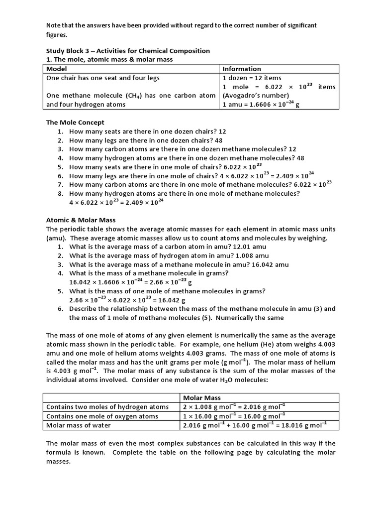 Pec140 Sb3 Activity Sheet Chemical Composition Answers