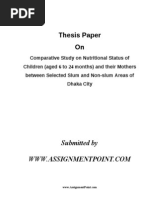 Thesis On Nutritional Status of Children and Their Mothers