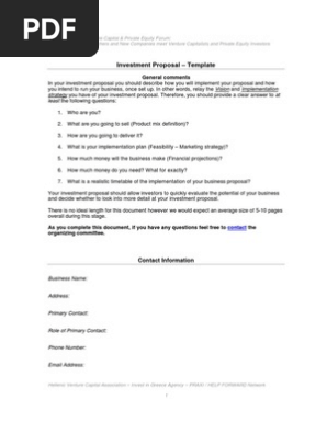Investment Proposal Template