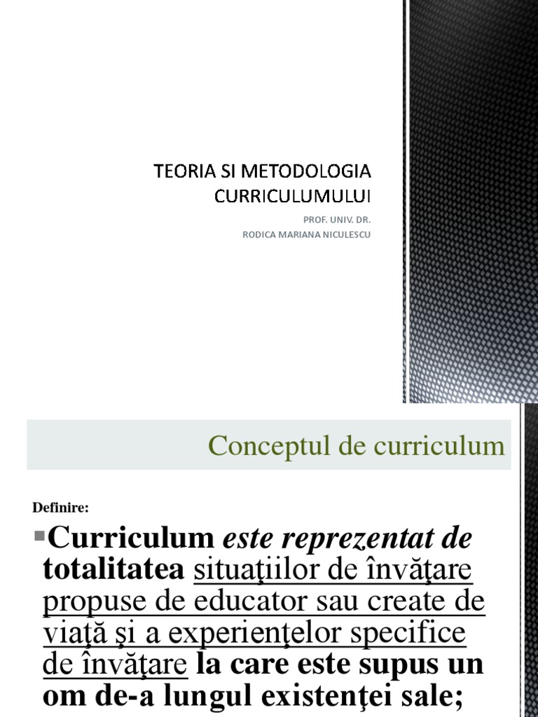 Teoria Si Metodologia Curriculumului