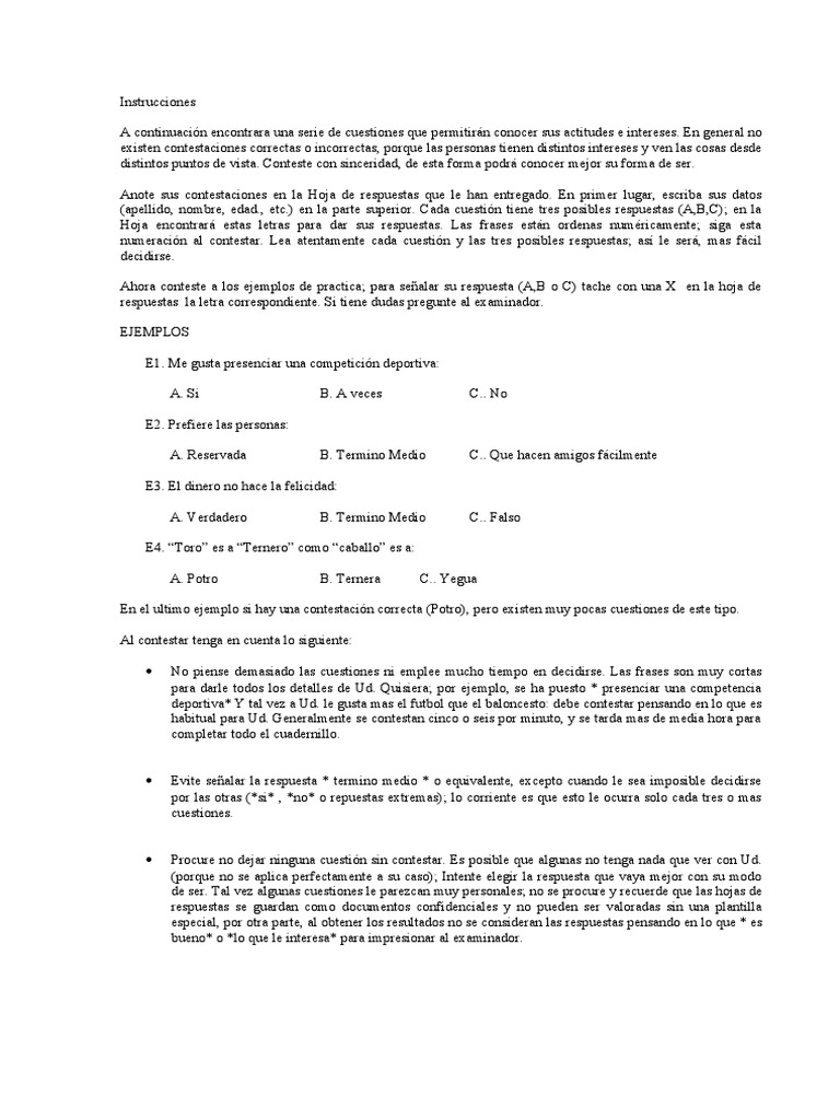 16 Pf Forma A Cuadernillo