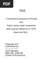 Download Project Report on Comparative Analysis of Public and Private Sector Steel Companies in India by amitagrawal7 SN22963531 doc pdf