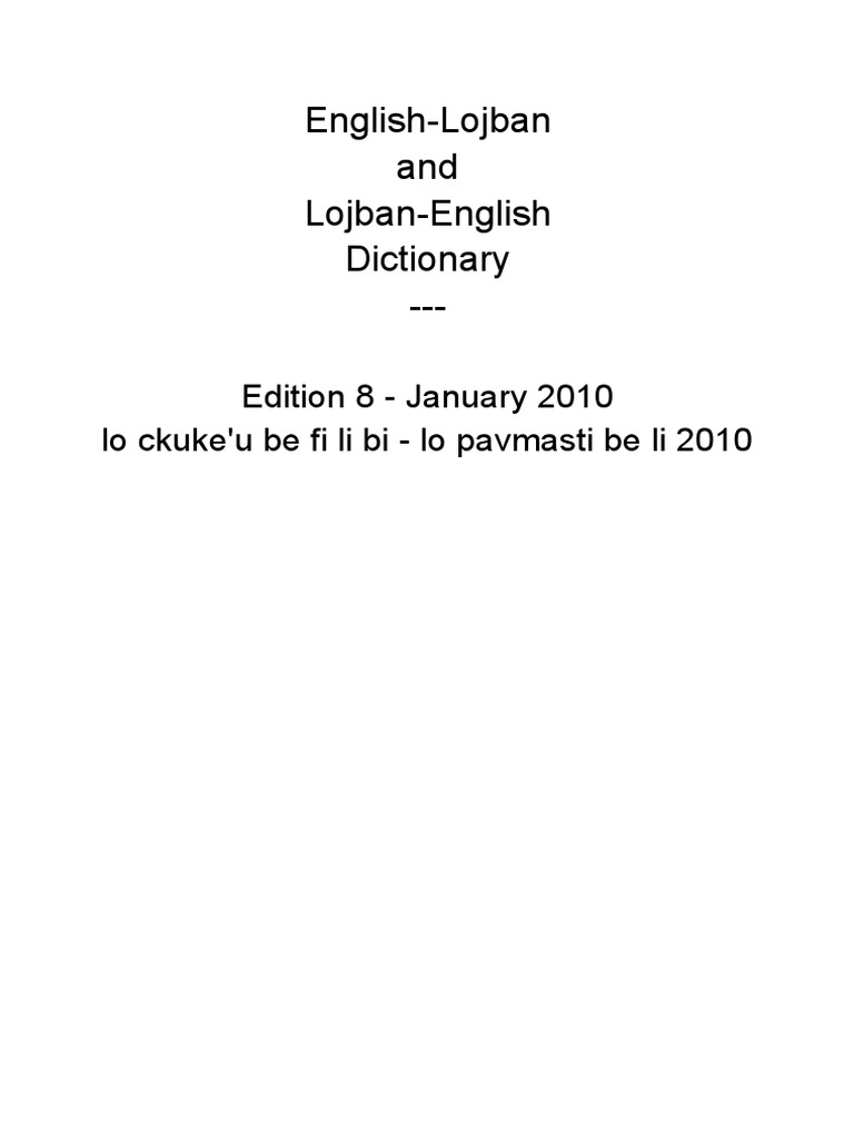 Lojban Dictionary | PDF