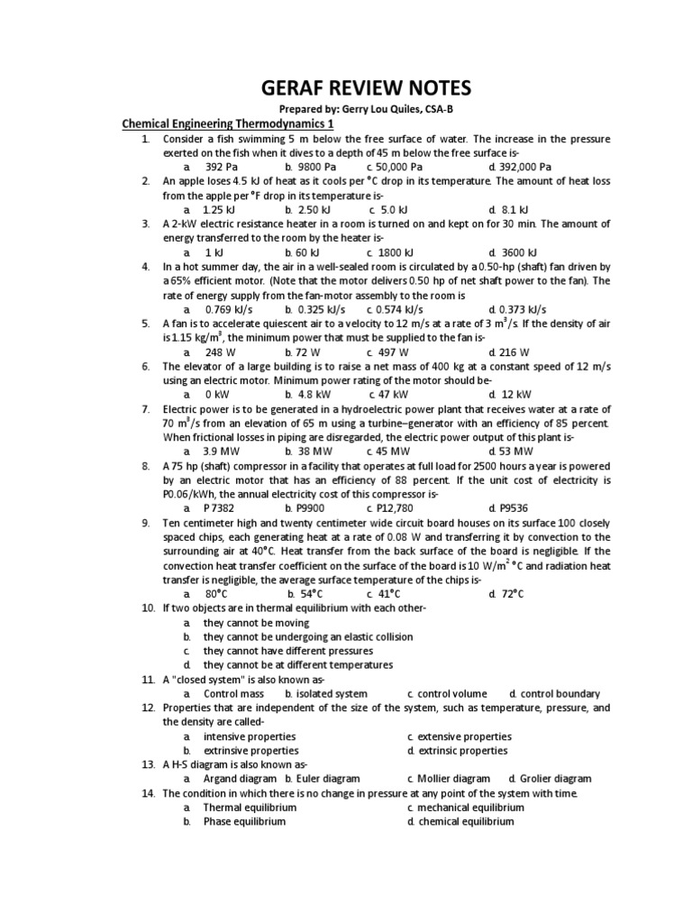 CHEMICAL ENGINEERING THERMODYNAMICS REVIEW intelligence overview