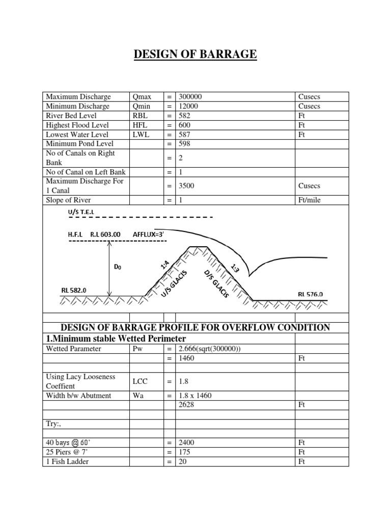 Design of Barrage (HAS) | PDF | Discharge (Hydrology) | Soil
