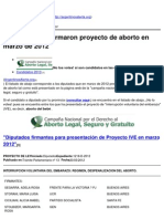 Argentinos Alerta - Diputados Que Firmaron Proyecto de Aborto en Marzo de 2012 - 2013-08-08