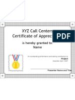 Certificate of Appreciation