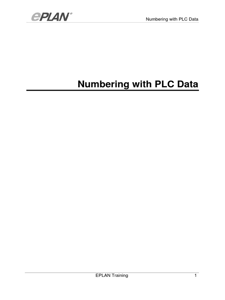 PLC Data Numbering in EPLAN Training | PDF | Programmable Logic ...