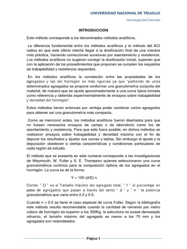 Método de Dosificación de Fuller | PDF | Hormigón | Cemento