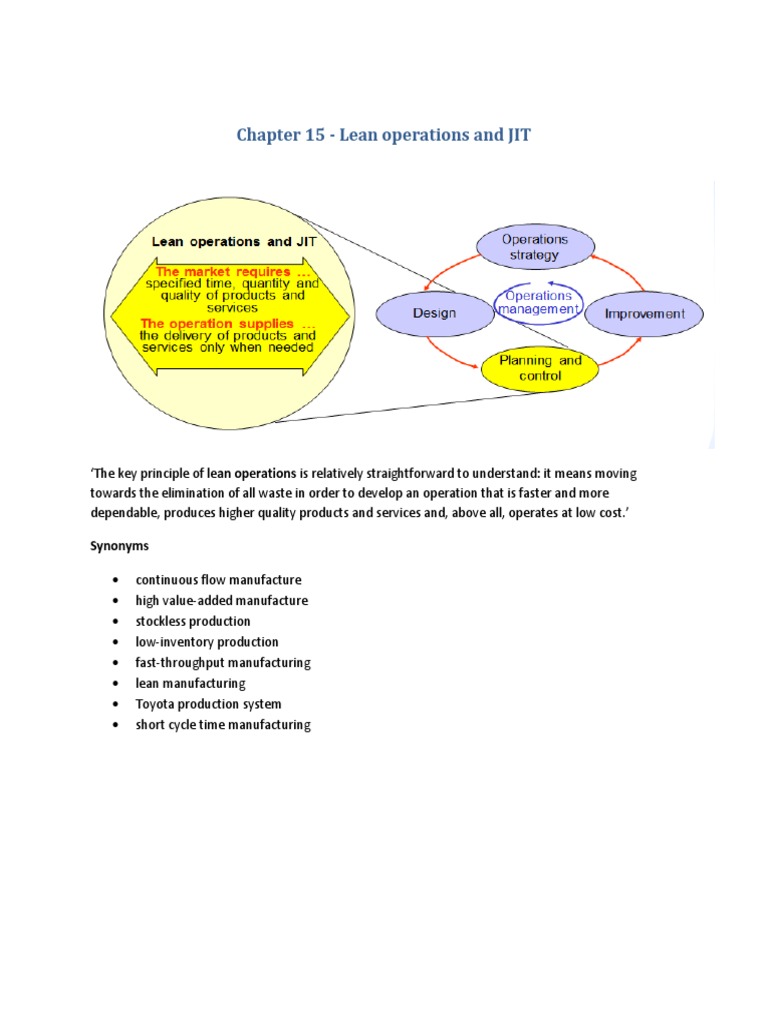 Lean Operations and JIT Overview | PDF | Lean Manufacturing ...